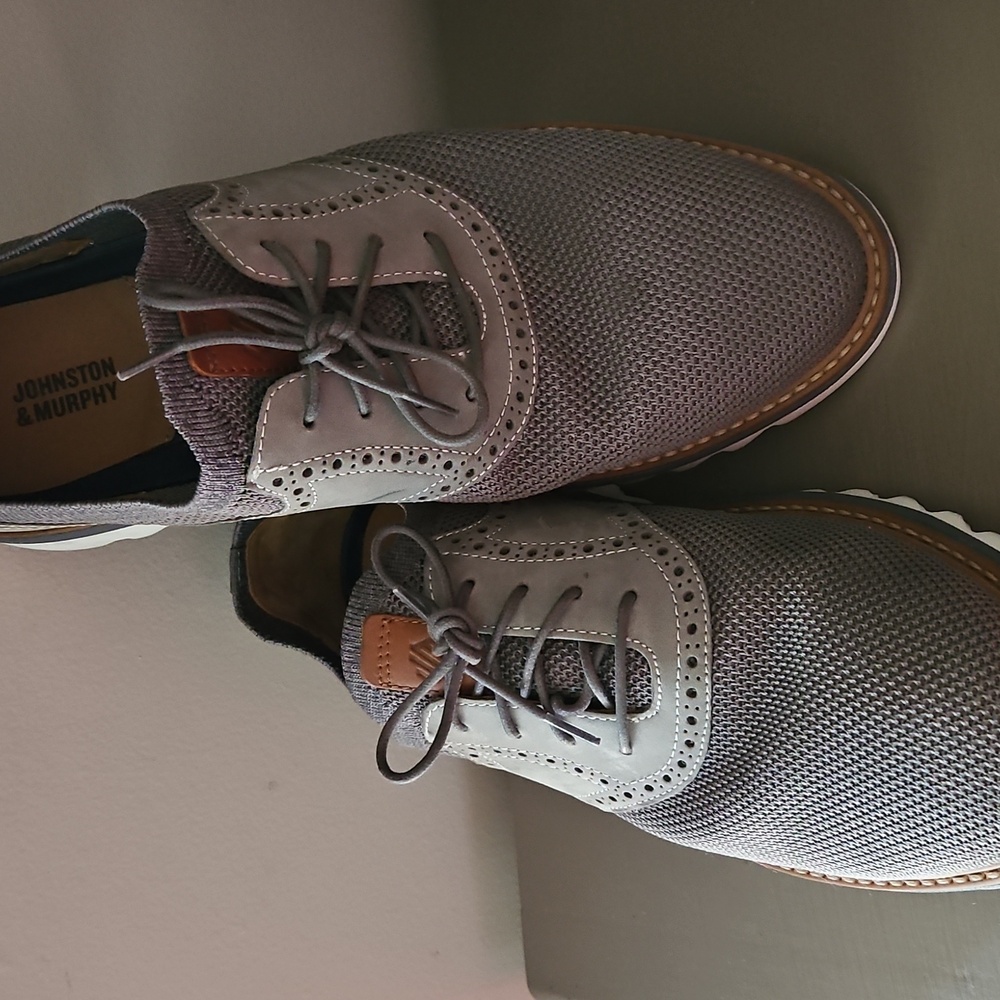 JOHNSON MURPHY BRAYTON GRAY KNIT OXFORD SNEAKERS sz 10